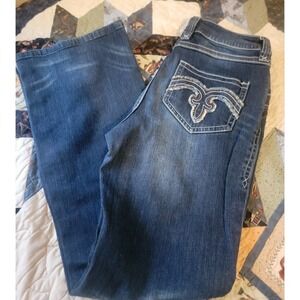 Reba Bootcut Jeans Medium Wash Embellished Pockets Size 10